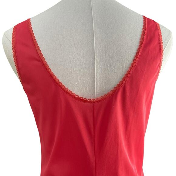 Vintage 60s Germany Triumph Int. Coral Nylon & Lace Mini Slip Dress Women Size S - Picture 9 of 11